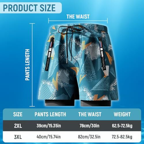 Proberos Swimming Trunk For Men Swimming Pants With Pockets For Men Elastic Double Layer Fashion Print Swimwear Shorts Sport Shorts For Men Quick Dry Outdoor Shorts For Running Swimming, 2Xl