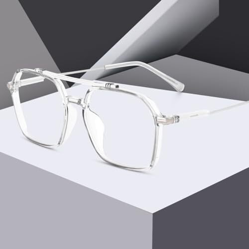 Peter Jones Unisex Clear Transparent Square Blue Light Blocking Computer/Gaming Glasses (Ag2811T)