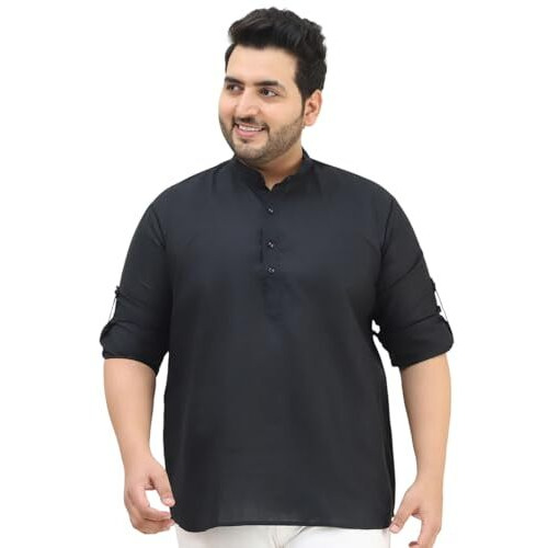 Sojanya Plus(Since 1958), Men's Cotton Black Short Kurta