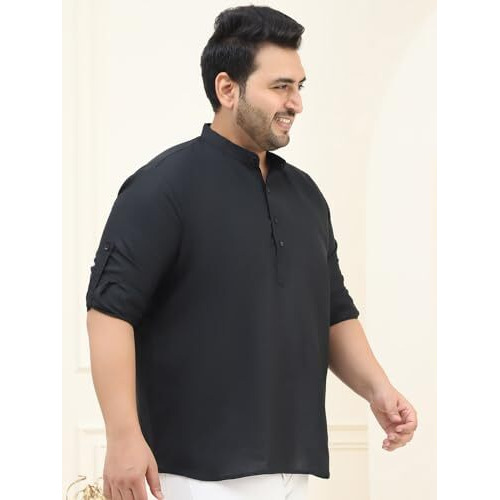 Sojanya Plus(Since 1958), Men's Cotton Black Short Kurta