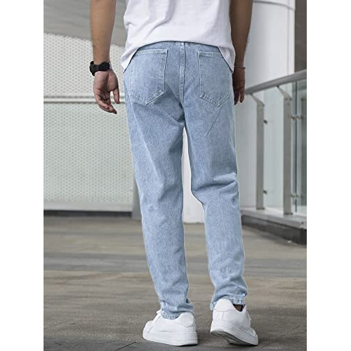 Avanova Mid Rise Jeans For Men Slant Pocket Ii Denim Ii Cotton Pant Ii Wide Legs Ii Slant Pockets Ii (139-Light Blue-36)