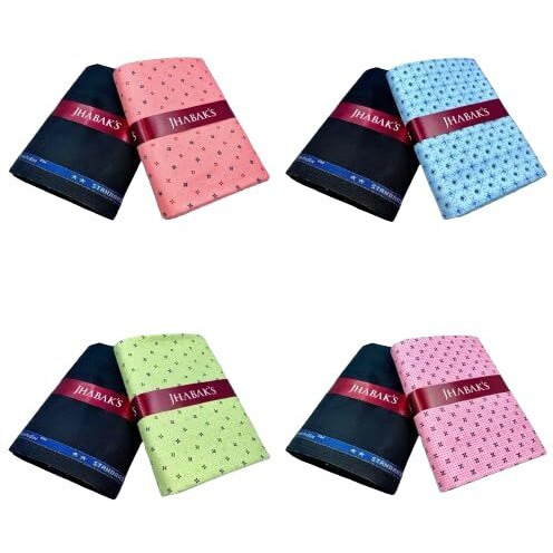 Jhabak's Unstitched Polyester Shirt & Trouser Fabric - 2.25M Shirt Piece - 1.20M Pant Material (Pack Of 4 Combo Set) B