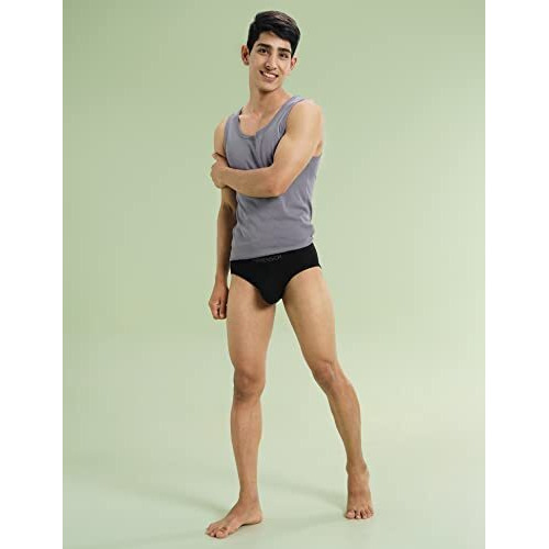 Damensch Mens Premium Cotton Solid Briefs Refrsh Single Of Peppermint Powered-Pack Of 1-Jet Black-Medium