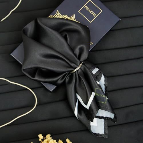 Peluche Classic Hue Black Pocket Square For Men (14X14 Inches)