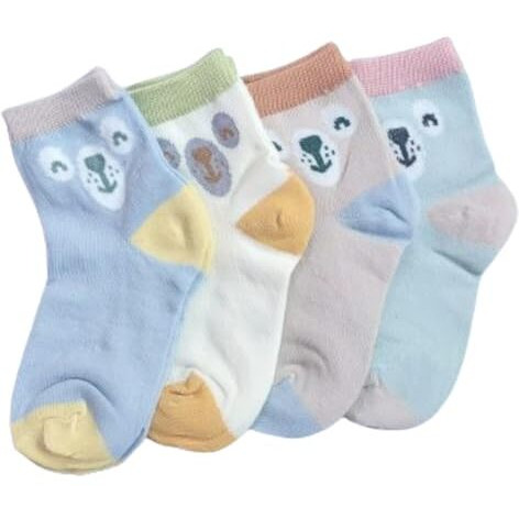 Tradehub Colourful Socks For Kids, Ankle Length/Crew Cotton, 1 To 8 Years, Pack Of 4 Designer Socks Gift For Girls & Boys (5-8 Year)