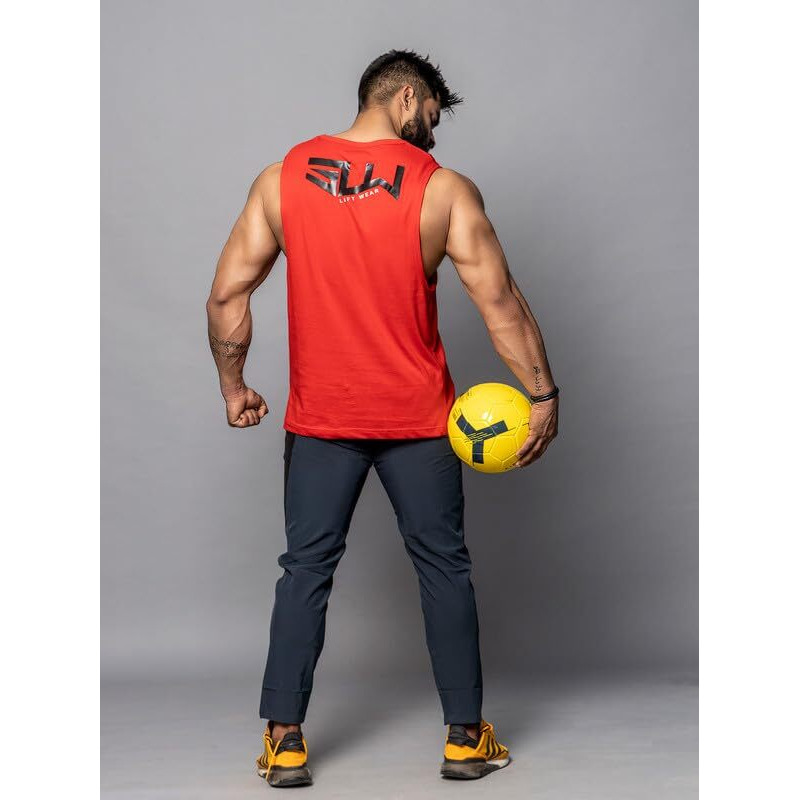 Juari Be A Gentleman Sleeveless Printed Vest For Men (Red, X-Large, Modern Fit)