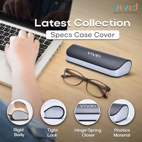 Vivid Vision Unisex Adult Lightweight Eyewear Specs Case Cover | Protect Eye Glasses | Abs | Plastic | Spectacles | Cases | Ap-276 | Black-Silver