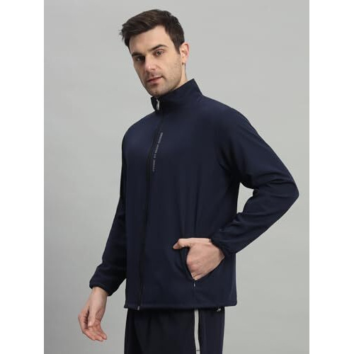 Fitinc Sports Jacket For Men With Two Hidden Zipper Pockets - Navy Blue(Medium)