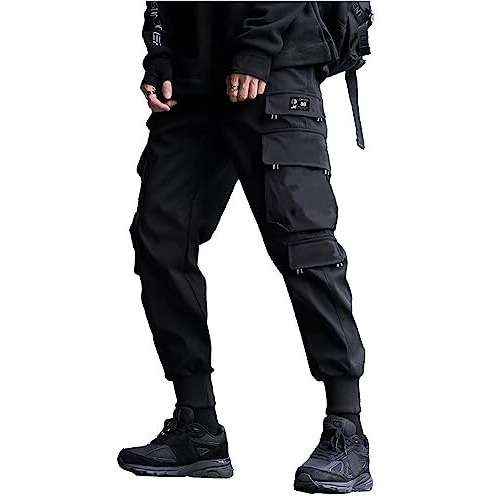Jump Cuts Mens Cargo || Printed Polyester Track Pant || Black Slim Fit Cargo Pant, Mid Rise, Xl