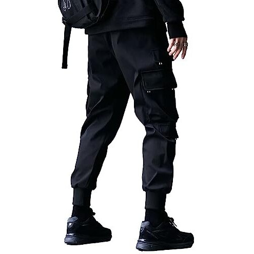 Jump Cuts Mens Cargo || Printed Polyester Track Pant || Black Slim Fit Cargo Pant, Mid Rise, Xl