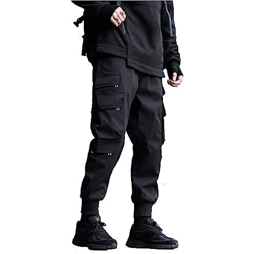 Jump Cuts Mens Cargo || Printed Polyester Track Pant || Black Slim Fit Cargo Pant, Mid Rise, Xl