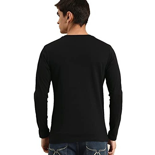 Bewakoof Men's Cotton Printed Leaderblack Full Sleeves | Round Neck | Regular Fit T-Shirt/Tee- 566451, Black 01, S