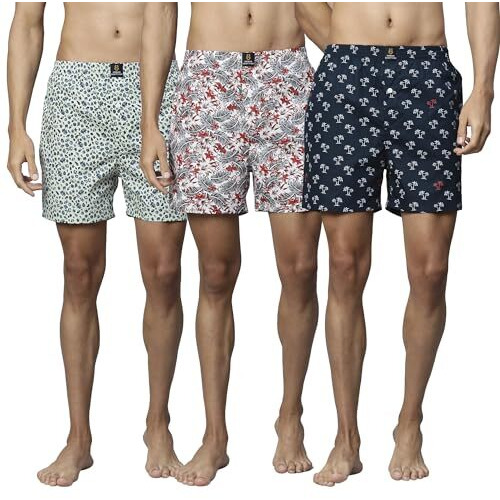 Urban Scottish Men's Boxer Briefs - Comfortable Mid-Rise 100% Cotton Print Boxers - Multipack Of 3 Multicolour