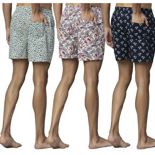 Urban Scottish Men's Boxer Briefs - Comfortable Mid-Rise 100% Cotton Print Boxers - Multipack Of 3 Multicolour