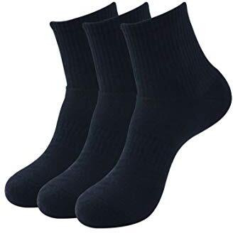 Balenzia Men's Cushioned High Ankle Sports/Gym Socks (Free Size) Made With 100% Cotton & Spandex. Pack Of 3 (Black)