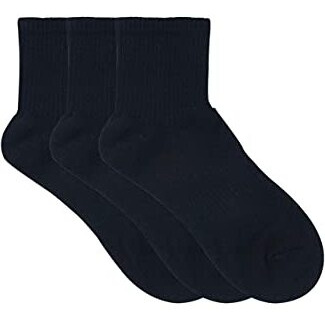 Balenzia Men's Cushioned High Ankle Sports/Gym Socks (Free Size) Made With 100% Cotton & Spandex. Pack Of 3 (Black)
