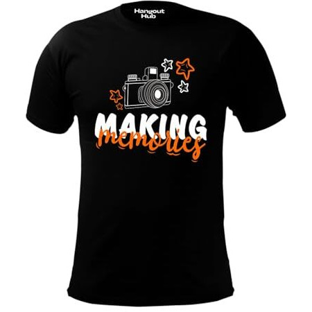 Hangout Hub Men's Round Neck T-Shirt | Regular Fit | Making Memories Printed (BlackMen L) Pack Of 1 Family Combo Tees