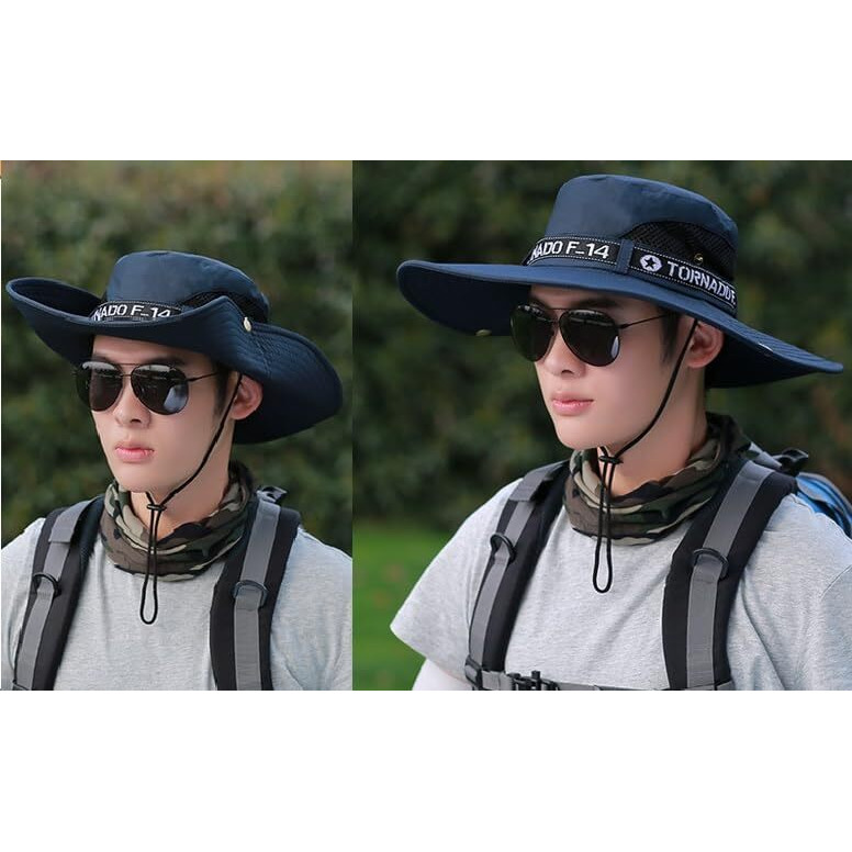 Alexvyan Round Hat Sun Visor Hats For Men Uv Protection Wide Brim Summer Cap For Boy Hat Uv Protection Breathable Casual Beach Hat, Safari Hat Sun Protection Cap For Travelling Safari(Black)