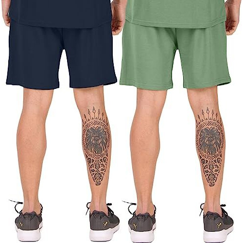 London Hills Men's Regular Fit Printed Sports Shorts | Night, Track Jogging Green, Dark Blue