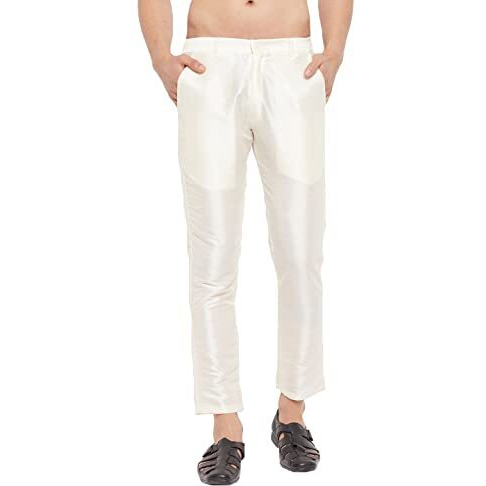 Vm Men's Cream Silk Blend Pant Style Pyjama || Silk Blend Straight Pant Style Pyjama || Ethnic Wear For Festivals, Weddings_Vmmpant005Cr_40