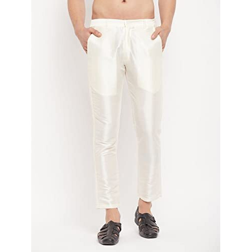 Vm Men's Cream Silk Blend Pant Style Pyjama || Silk Blend Straight Pant Style Pyjama || Ethnic Wear For Festivals, Weddings_Vmmpant005Cr_40