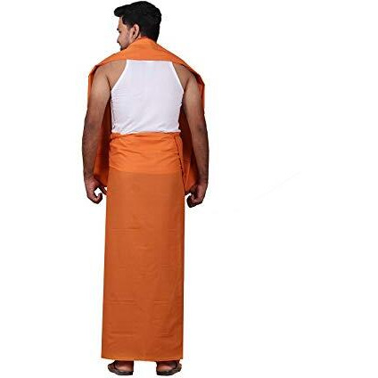 Prakasam Cotton Mens Colour Dhoti With Matching Towel (Roja Colour) / Colour Single Dhoti + Matching Towel (Colour  Kavi)