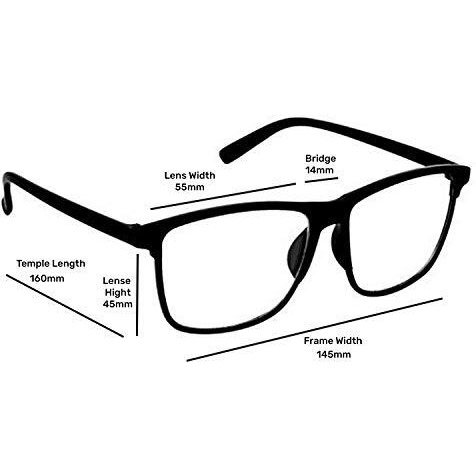 Dervin Black Transparent Rectangular Sunglasses Frame For Men & Women (Black-Clear, Large Size)
