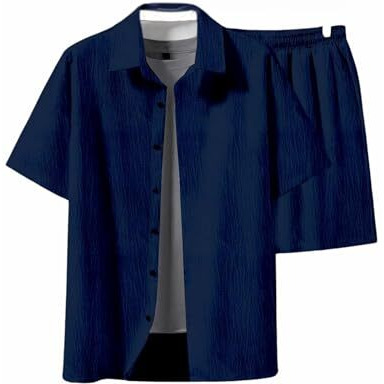 Miramichi Regular Size Men's Solid Night Suit Set - Cotton Blend Fabric, Comfortable And Stylish (Blue, Medium)