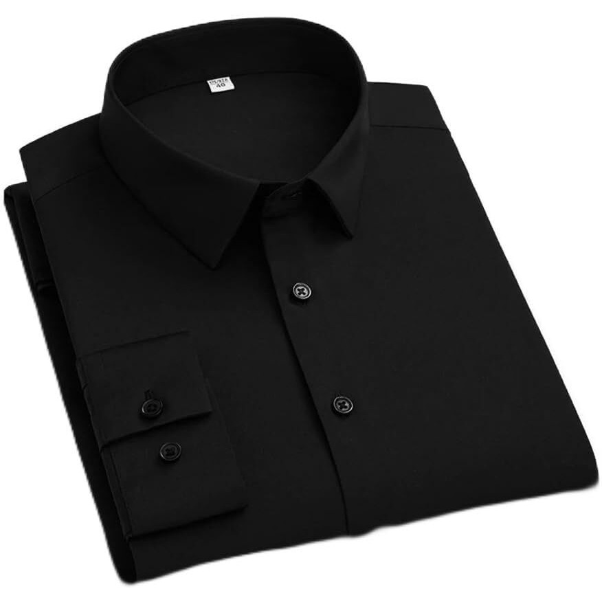 Men's Solid Regular Fit Full-Shirt-Black-L