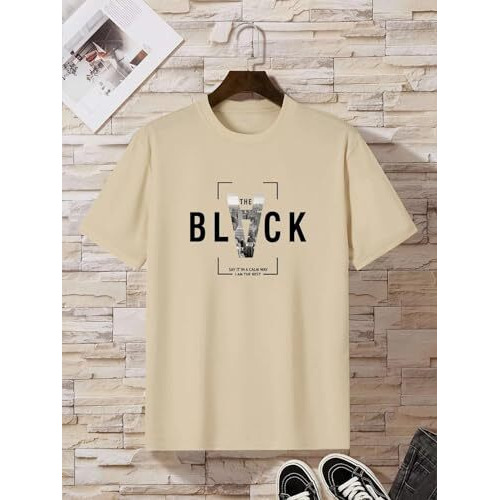 Lymio Men T-Shirt | T-Shirt For Men | Printed Regular Fit T Shirt | T-Shirt (B-Black) (2Xl, Khakhi)