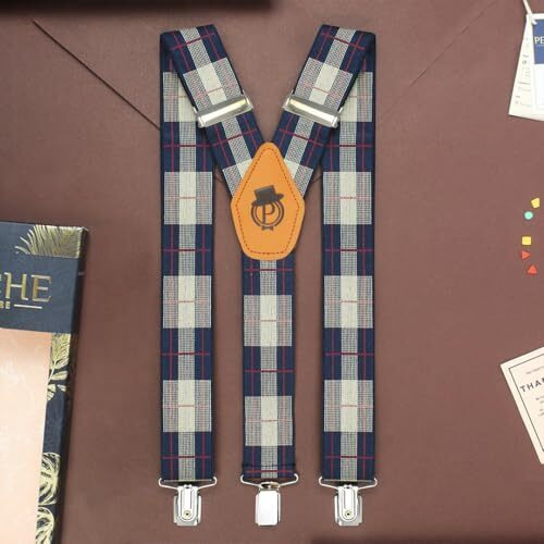Peluche Alluring Maze Brown & Blue Colour 3.5Cm Wide Elastic Suspenders