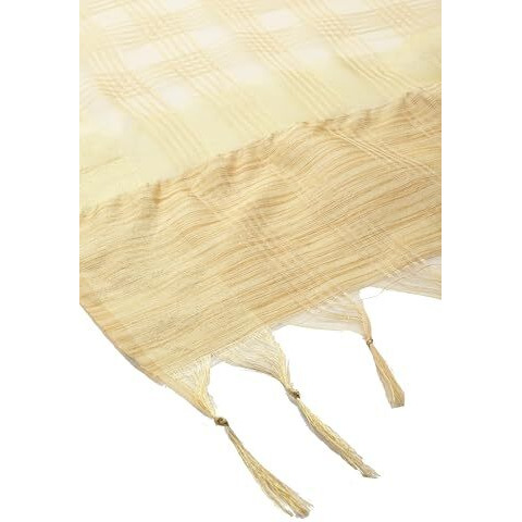 Weavers Villa Poly Silk Beige Ethnic Woven Striped Dupatta For Men (2.20 Mtrs)