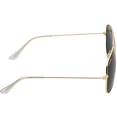Campeon Unisex Uv Protected Aviator Sunglasses | Golden Stainless Steel Frame | Black Glass Lenses | Lightweight & Durable | Anti-Allergic | Perfect Fit For Men & Women | Includes Stylish Case