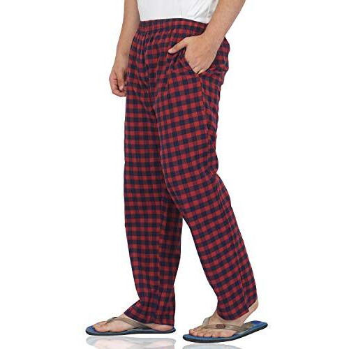 Fflirtygo Mens Casual Style Pyama Bottoms, Cotton, Blue And Pink Check Night Wear Casual Style Pyama For Mens, 3Xl