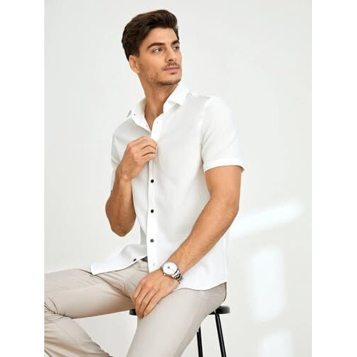 Tagdo Men's Casual Shirt|| Solid Shirt|| Half Sleeve (Half-Shirt-5160-White-Xxl)