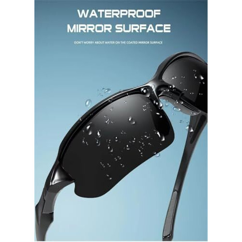 Huvora Wraparound Polarized Rimless Sports Sunglasses For Cricket Cycling Riding Driving Lightweight Uv Protected Goggles For Men Women Half Frame Anti Glare Stylish Mirrored Goggles (Black Black)