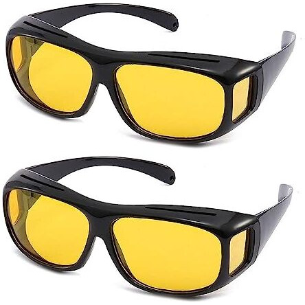 Hairum Non-Polarized Sunglasses Combo Night Driving Rectangular Sunglasses For Men And | Hd Vision Glasses | 100% Uv Protection | For Bike Riding And Car Driving,Black