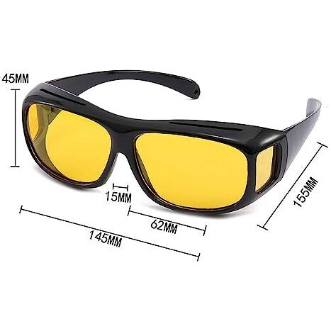 Hairum Non-Polarized Sunglasses Combo Night Driving Rectangular Sunglasses For Men And | Hd Vision Glasses | 100% Uv Protection | For Bike Riding And Car Driving,Black