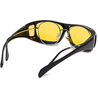 Hairum Non-Polarized Sunglasses Combo Night Driving Rectangular Sunglasses For Men And | Hd Vision Glasses | 100% Uv Protection | For Bike Riding And Car Driving,Black