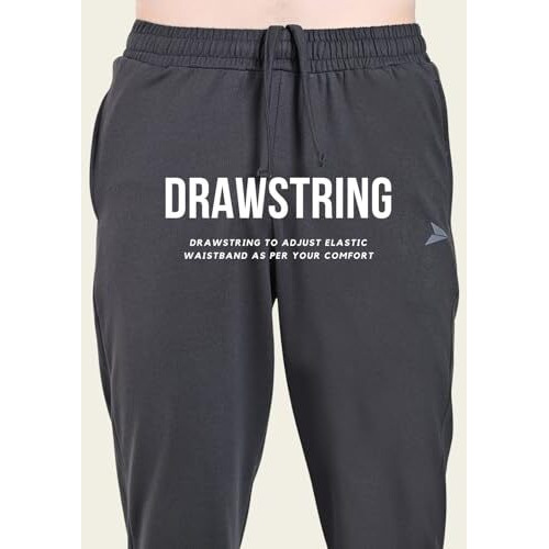 Fitinc 100% Cotton Regular Fit Zip Pocket Joggers For Men With Cuffed Ankles | Versatile Super Soft Travel Joggers For Lounging  Charcoal, X-Large