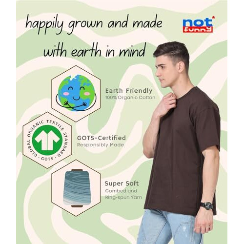 Notfunny 280 Gsm Pure Organic Cotton Oversized T Shirts For Men | Drop Shoulder Tshirt For Men & Boys (Available In Black, Blue, Beige,Orange & White)