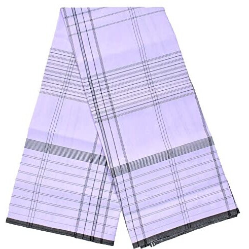Tuni Mani Men's Stitched Cotton Casual Style Lungi 2.10Meter Free Size (Pack Of 2)|White