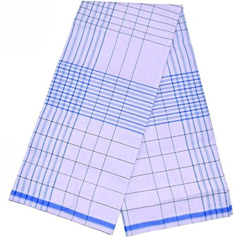 Tuni Mani Men's Stitched Cotton Casual Style Lungi 2.10Meter Free Size (Pack Of 2)|White