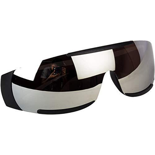 Nuvew Mirrored Sports Unisex Sunglasses - (Silver Mirror Lens | Black-Red Frame | Large)