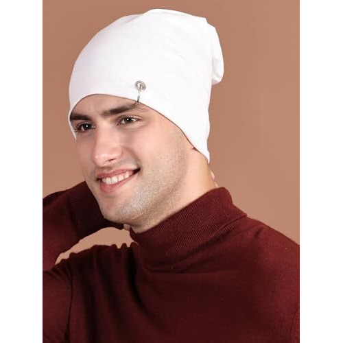 Vimal Jonney Men's Cotton Beanie Hat (Pack Of 1) (Ring_Cap_Wht_01_White_Free Size)