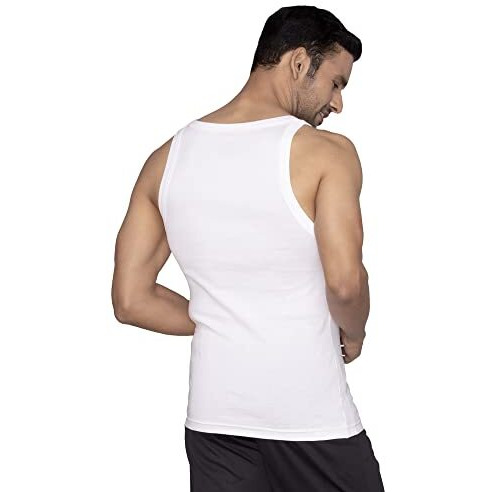 Xyxx Men Combed Cotton Vest, Regular Fit, Solid, Pack Of 1, Xygvest10M, Polar White, M
