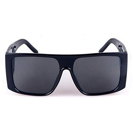 Dervin Unisex Square Sunglasses Black Frame Black Lens (Large)