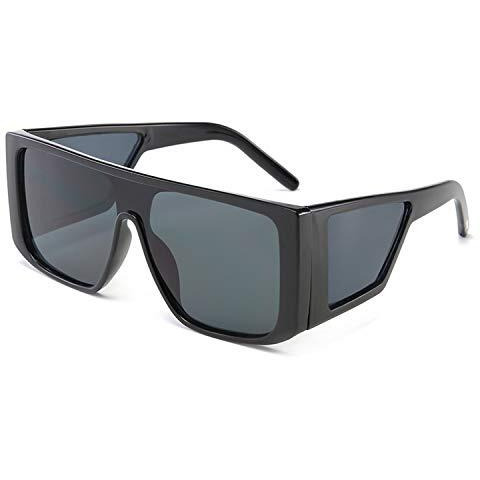 Dervin Unisex Square Sunglasses Black Frame Black Lens (Large)