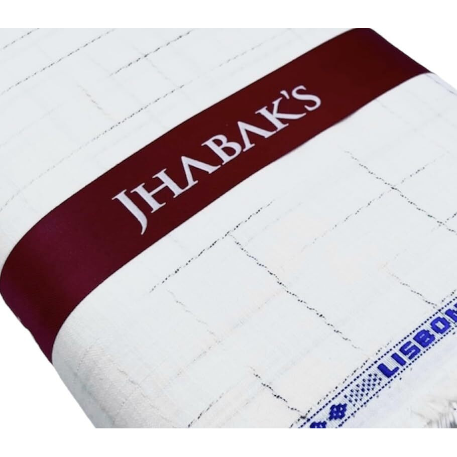 Jhabak's Unstitched 100% Pure Cotton (1.60 M/ 58" & 2.25M/ 36") Shirt Fabric & (2.10M/ 58" & 3M/ 36") Kurta Material, Solid, White