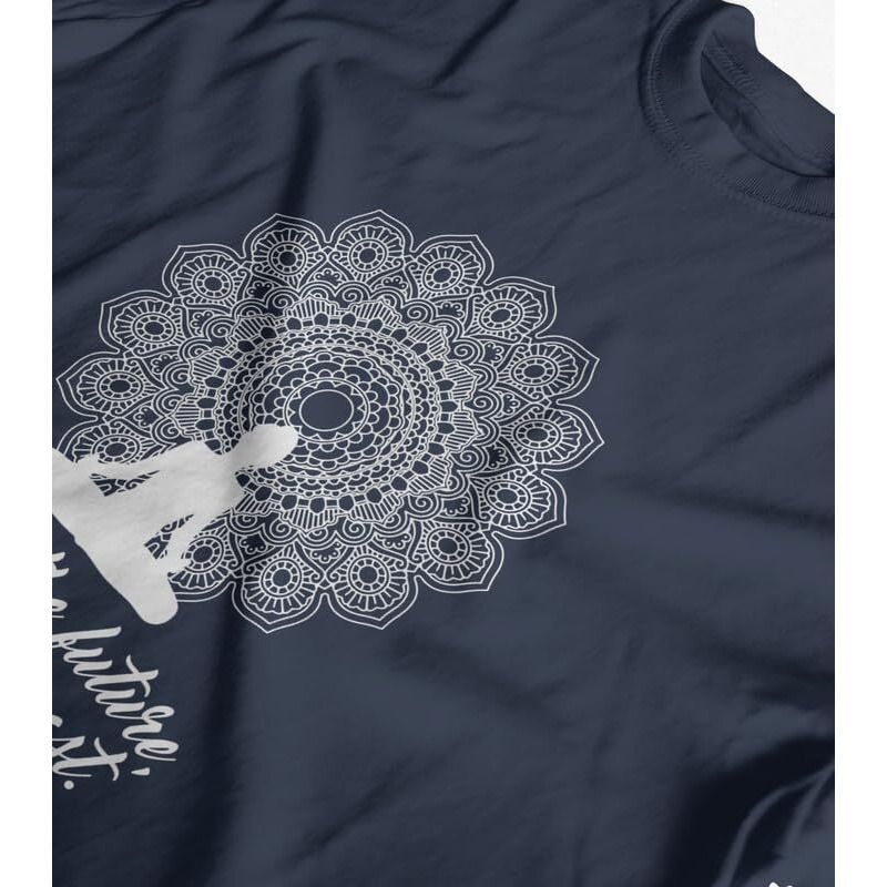 Indissh Men's Regular Fit Cotton Yoga Print T-Shirt (Navyblue, L)